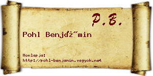 Pohl Benjámin névjegykártya