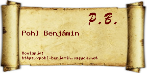 Pohl Benjámin névjegykártya